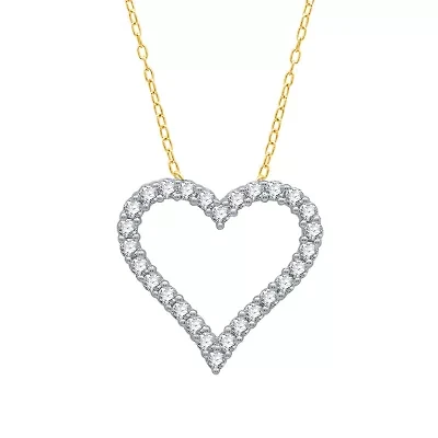 (H-I / I1) Womens 1/2 CT. T.W. Lab Grown White Diamond 10K Gold Heart 18 Inch Pendant Necklace