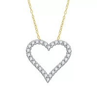 (H-I / I1) Womens 1/2 CT. T.W. Lab Grown White Diamond 10K Gold Heart 18 Inch Pendant Necklace