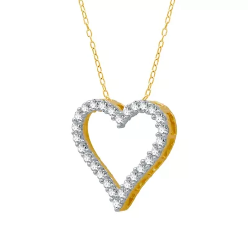 (H-I / I1) Womens 1/2 CT. T.W. Lab Grown White Diamond 10K Gold Heart 18 Inch Pendant Necklace
