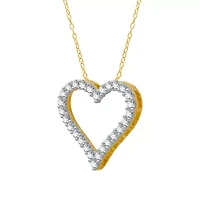 (H-I / I1) Womens 1/2 CT. T.W. Lab Grown White Diamond 10K Gold Heart 18 Inch Pendant Necklace