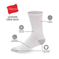 Hanes Ultimate Mens 12 Pair Crew Socks