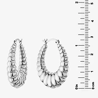 Croissant Womens Sterling Silver 29.5mm Hoop Earrings