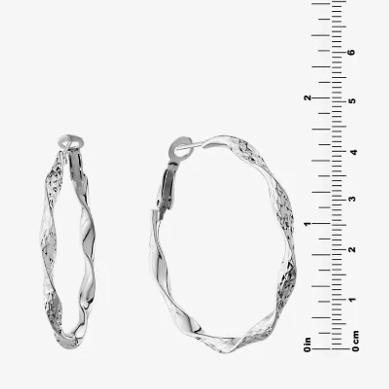 Womens Sterling Silver 44mm Hoop Earrings
