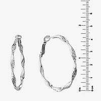 Womens Sterling Silver 44mm Hoop Earrings