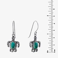 Womens Enhanced Blue Turquoise Sterling Silver Drop Earrings