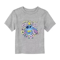 Disney Collection Toddler Girls Crew Neck Short Sleeve Regular Fit Lilo & Stitch Graphic T-Shirt