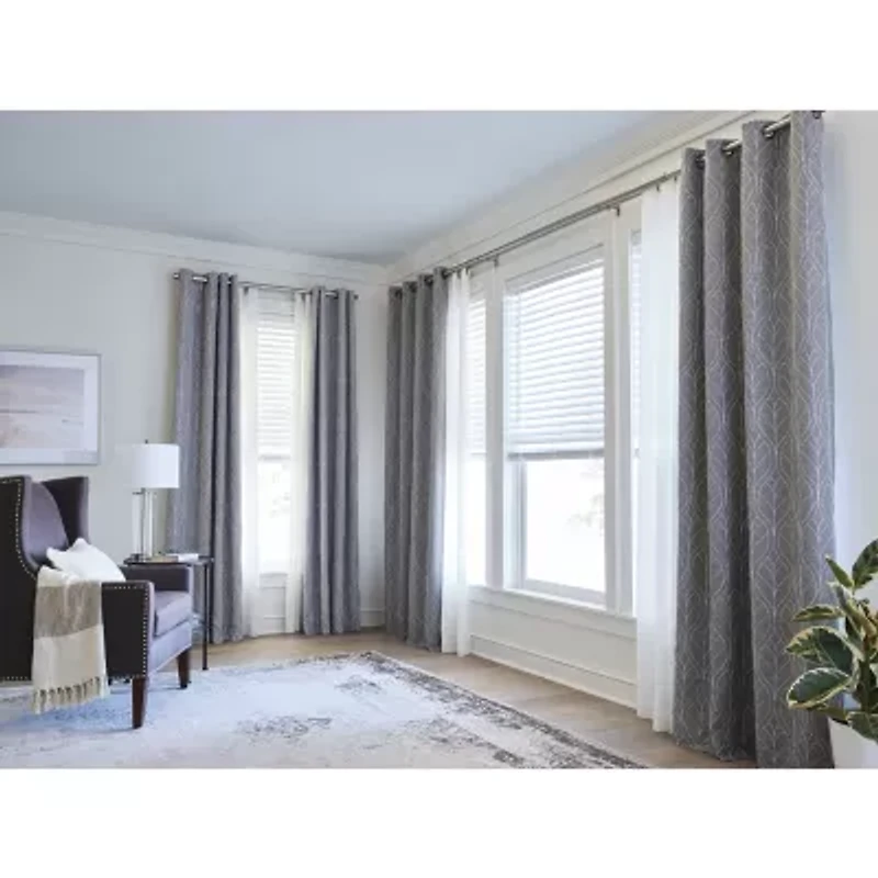 Fieldcrest Heritage Allegria Grommet Top Energy Saving Embroidered 100% Blackout Single Curtain Panel