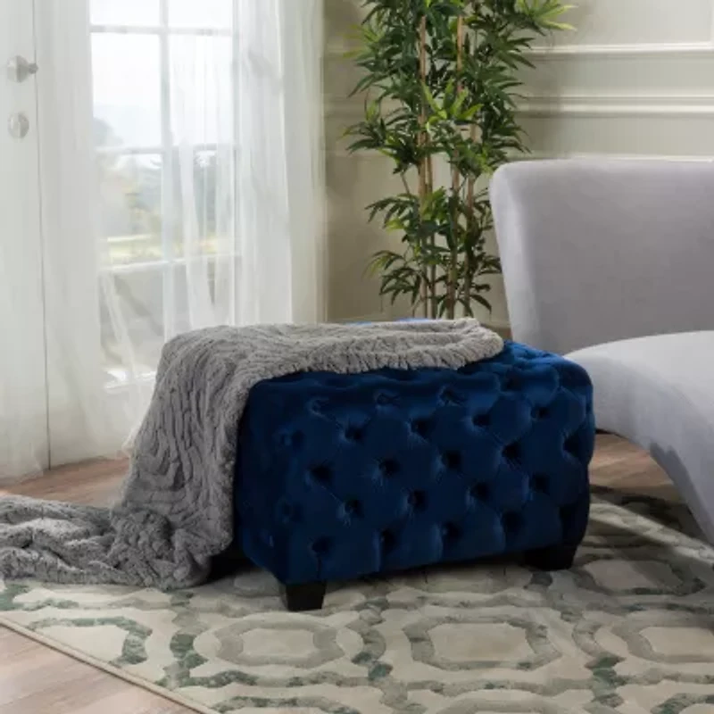 Jaymee Wooden Tufted Ottoman