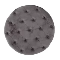 Zelfa Round Wooden Tufted Ottoman
