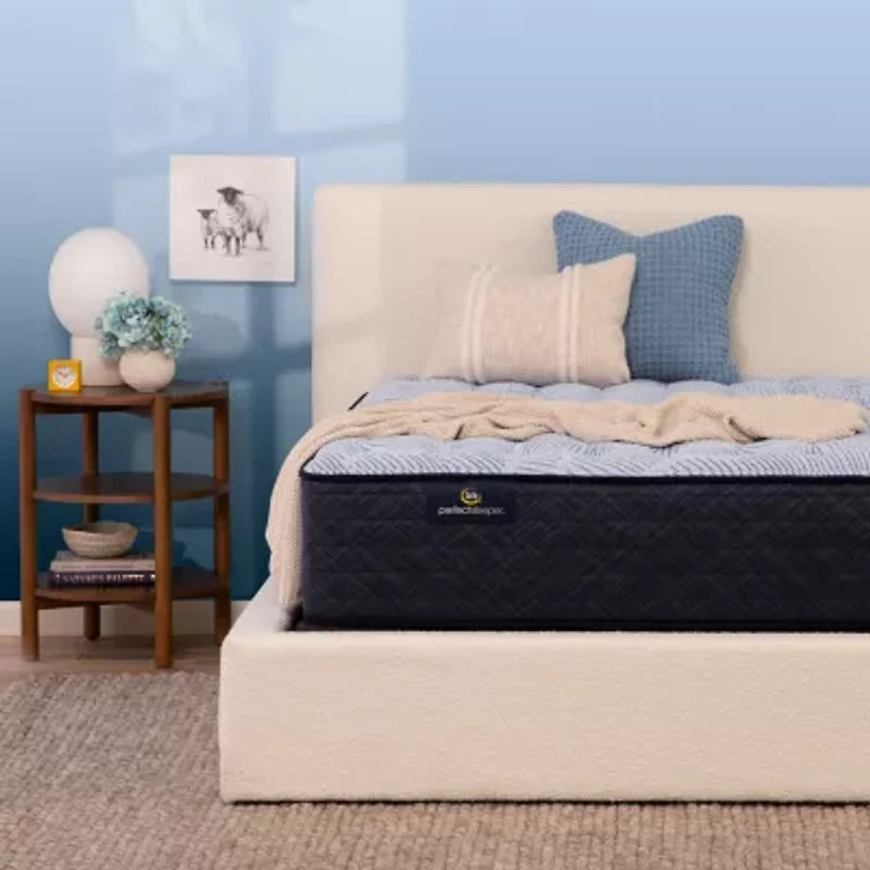 Serta Perfect Sleeper Blue Lagoon Nights 13.5" Medium Tight Top - Mattress + Box Spring