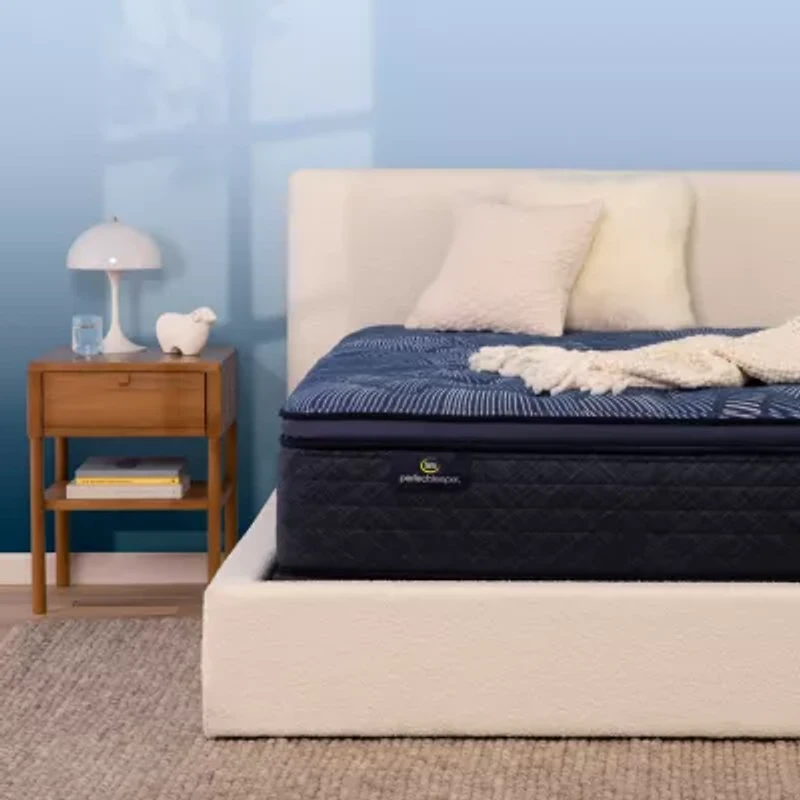 Serta Perfect Sleeper Cobalt Calm 15.25" Plush Pillow Top - Mattress + Box Spring