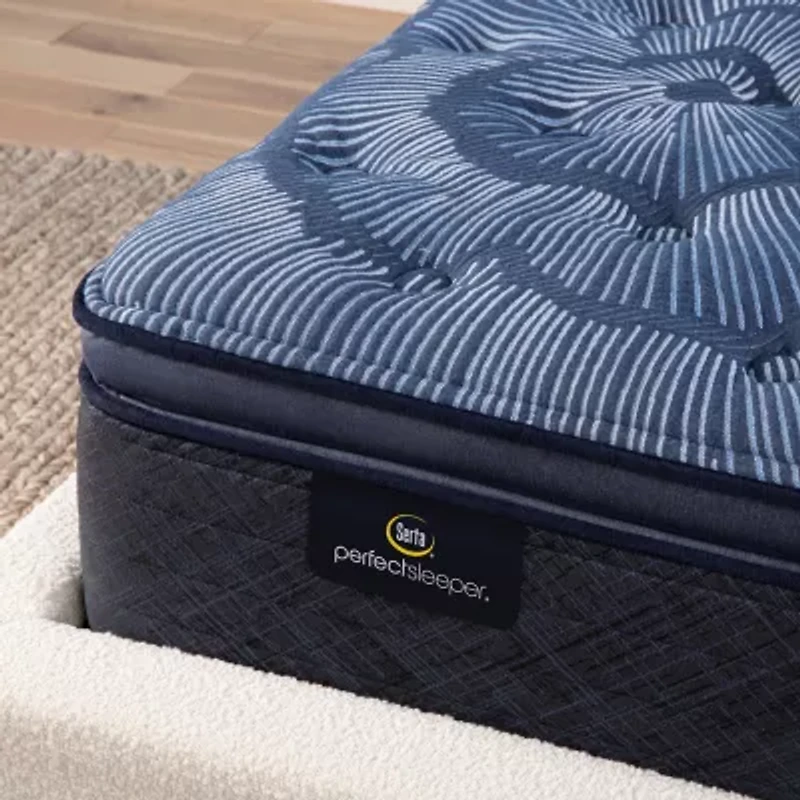 Serta Perfect Sleeper Cobalt Calm 15.25" Plush Pillow Top - Mattress + Box Spring