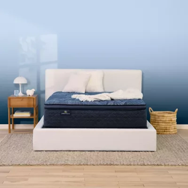 Serta Perfect Sleeper Cobalt Calm 15.25" Plush Pillow Top - Mattress + Box Spring