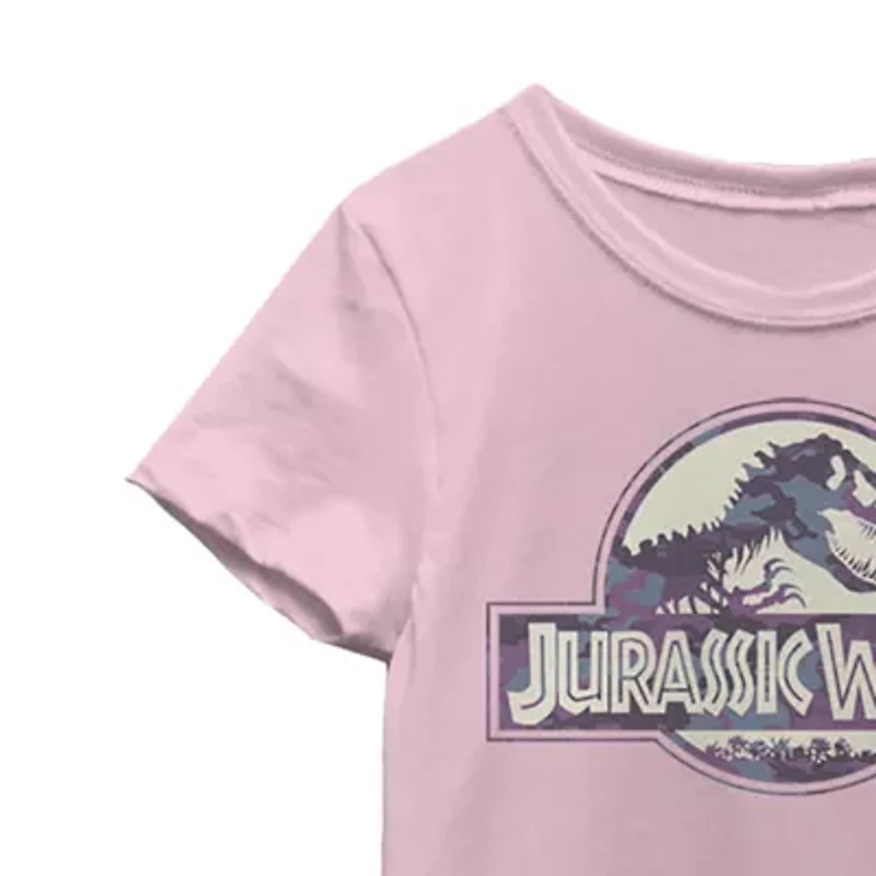 Little & Big Kid Girls Crew Neck Short Sleeve Regular Fit Jurassic World Graphic T-Shirt