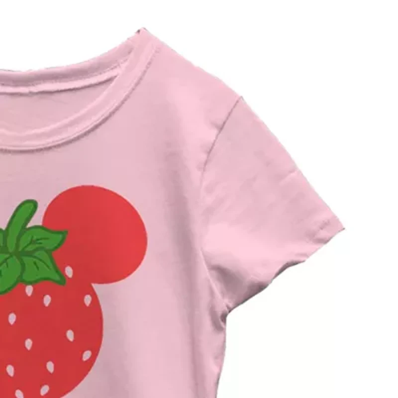 Disney Little & Big Kid Girls Round Neck Short Sleeve Slim Fit Minnie Mouse Graphic T-Shirt