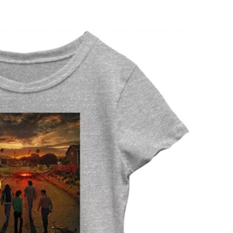 Little & Big Kid Girls Crew Neck Short Sleeve Regular Fit Stranger Things Graphic T-Shirt