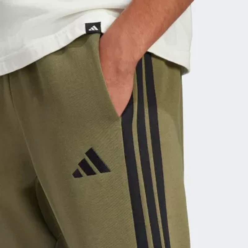adidas 3 Stripe Mens Straight Mid Rise Fleece Sweatpant