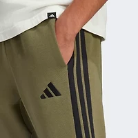 adidas 3 Stripe Mens Straight Mid Rise Fleece Sweatpant