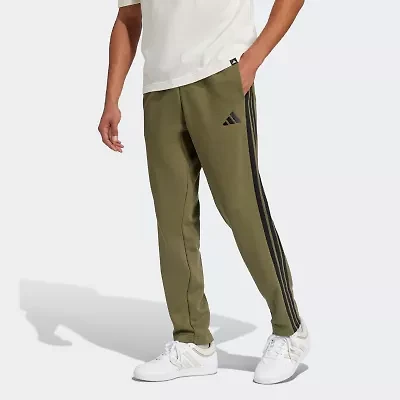 adidas 3 Stripe Mens Straight Mid Rise Fleece Sweatpant