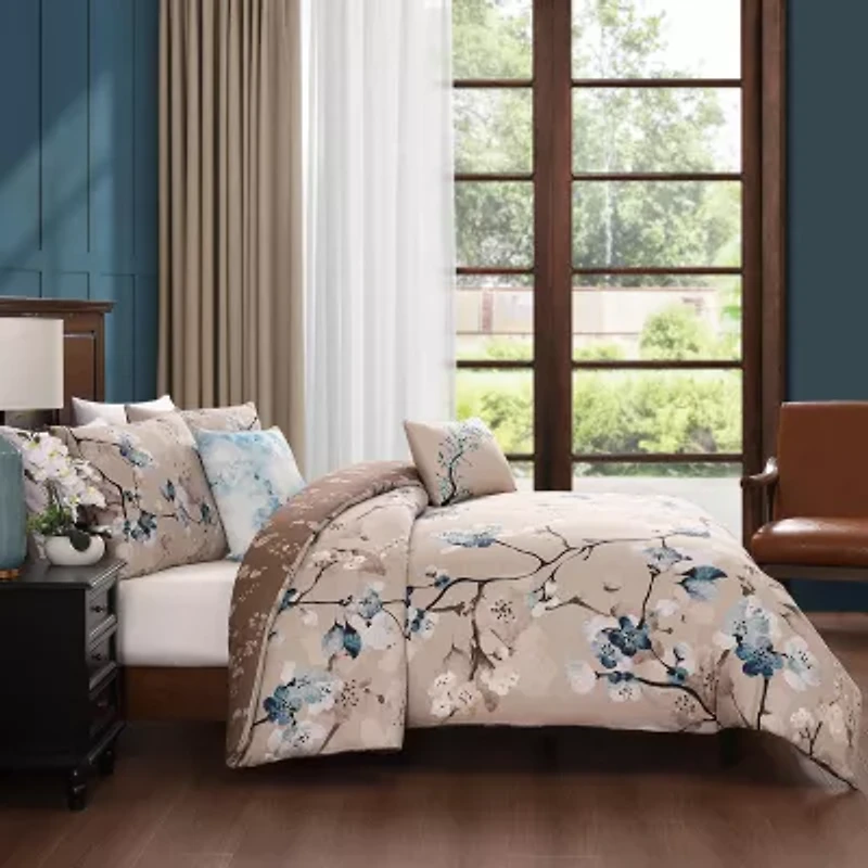 Bebejan Blue Blossom 5-pc. Midweight Reversible Comforter Set