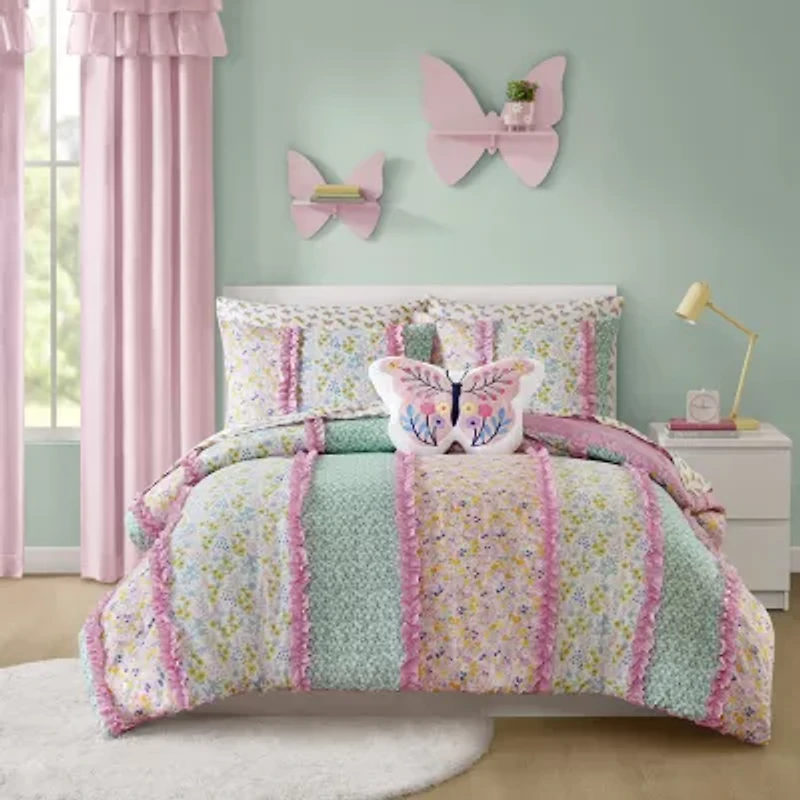 INK+IVY Kids Angie Ruffle Rod Pocket Back Tab 100% Blackout Single Curtain Panel