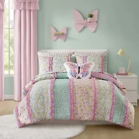 INK+IVY Kids Angie Ruffle Rod Pocket Back Tab 100% Blackout Single Curtain Panel