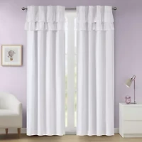 INK+IVY Kids Angie Ruffle Rod Pocket Back Tab 100% Blackout Single Curtain Panel