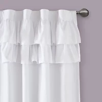 INK+IVY Kids Angie Ruffle Rod Pocket Back Tab 100% Blackout Single Curtain Panel