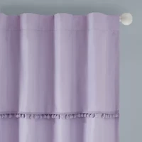 INK+IVY Kids Holly Pom Pom Rod Pocket Back Tab 100% Blackout Single Curtain Panel