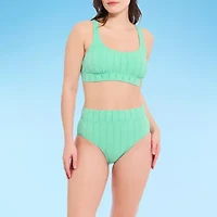 Decree Womens Adjustable Straps Jacquard Juniors Bralette Bikini Swimsuit Top