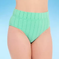 Decree Womens Lined Jacquard Juniors High Waist Bikini Swimsuit Bottom