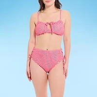 Decree Womens Adjustable Straps Gingham Juniors Bralette Bikini Swimsuit Top