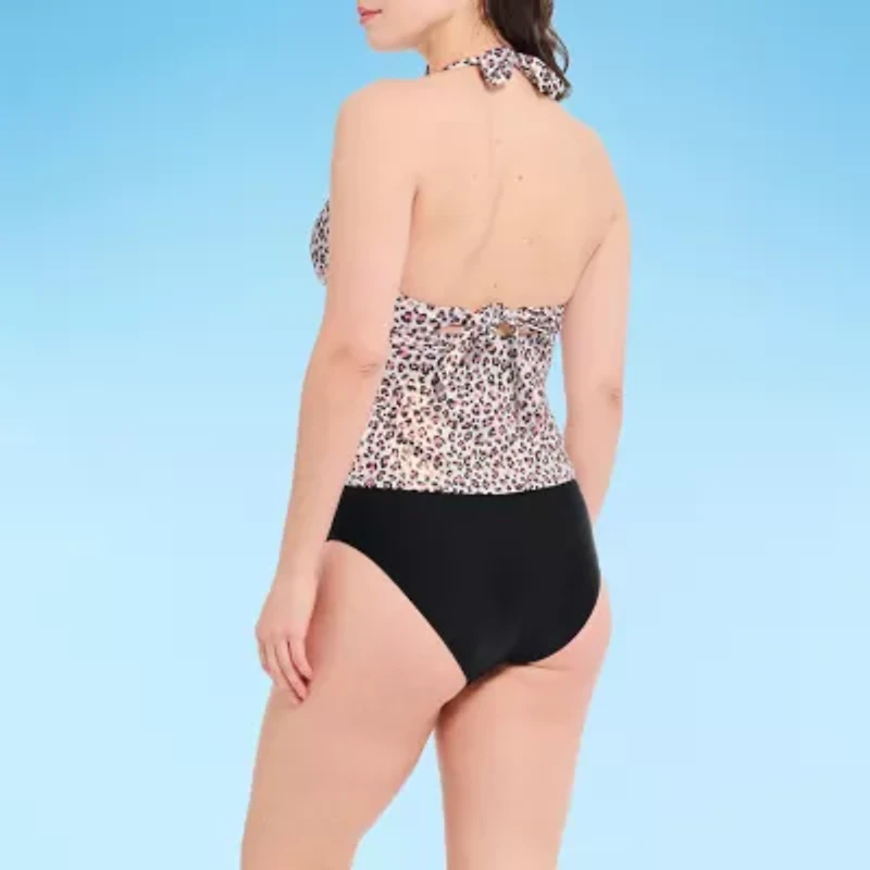 Decree Womens Animal Print Animal Juniors Tankini Swimsuit Top