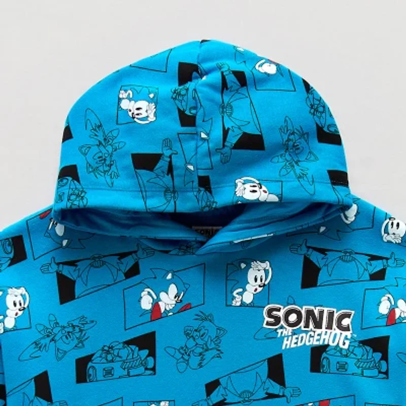 Little & Big Kid Boys Long Sleeve Sonic the Hedgehog Fleece Hoodie