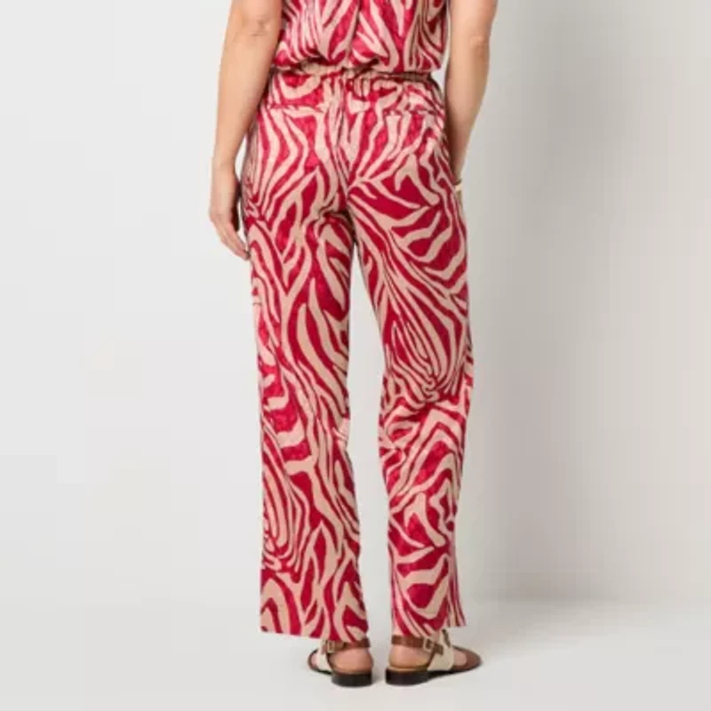 Liz Claiborne Womens Wide Leg Mid Rise Drawstring Pant