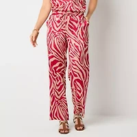 Liz Claiborne Womens Wide Leg Mid Rise Drawstring Pant