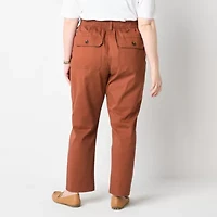 St. John's Bay Womens Stretch Fabric Slim Cargo Pant-Plus