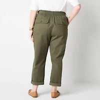 St. John's Bay Womens Stretch Fabric Slim Regular Fit Plus Cargo Pant