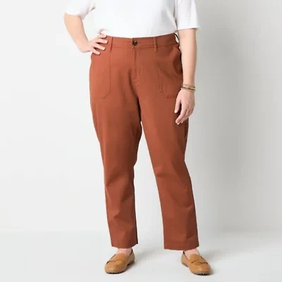 St. John's Bay Womens Plus Stretch Fabric Slim Cargo Pant