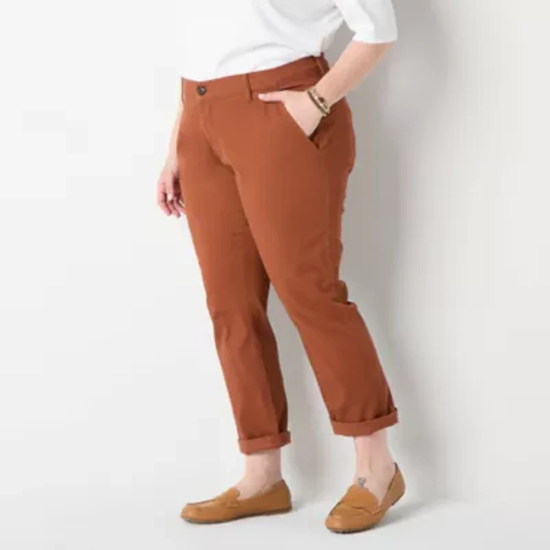 St. John's Bay Plus Women's Relaxed Fit Girl Friend Chino Pant