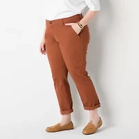 St. John's Bay Plus Women's Relaxed Fit Girl Friend Chino Pant