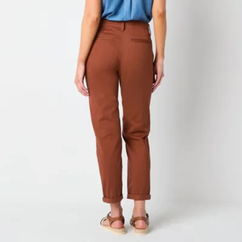 St. John's Bay Women's  Relaxed Fit Girl Friend Chino Pant