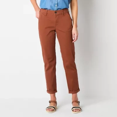 St. John's Bay Women's  Relaxed Fit Girl Friend Chino Pant