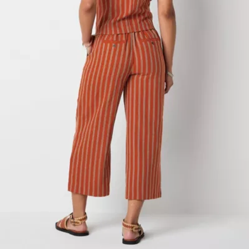 a.n.a Linen Blend Womens Wide Leg High Rise Capri Pant