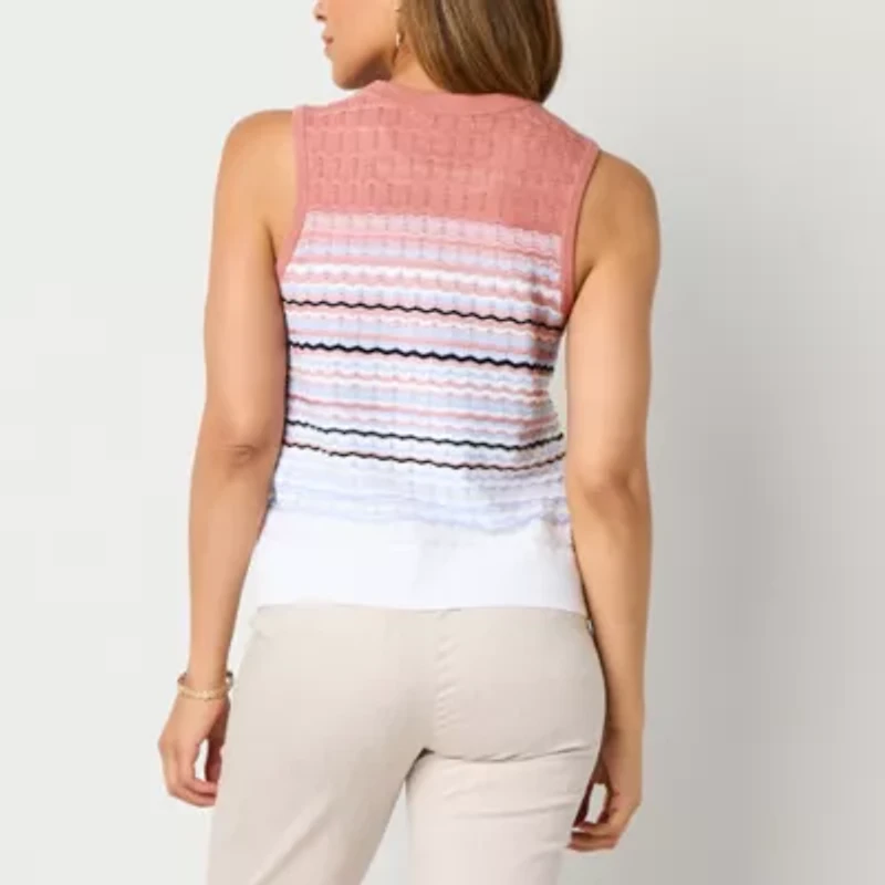 Liz Claiborne Womens Crew Neck Sleeveless Tank Top