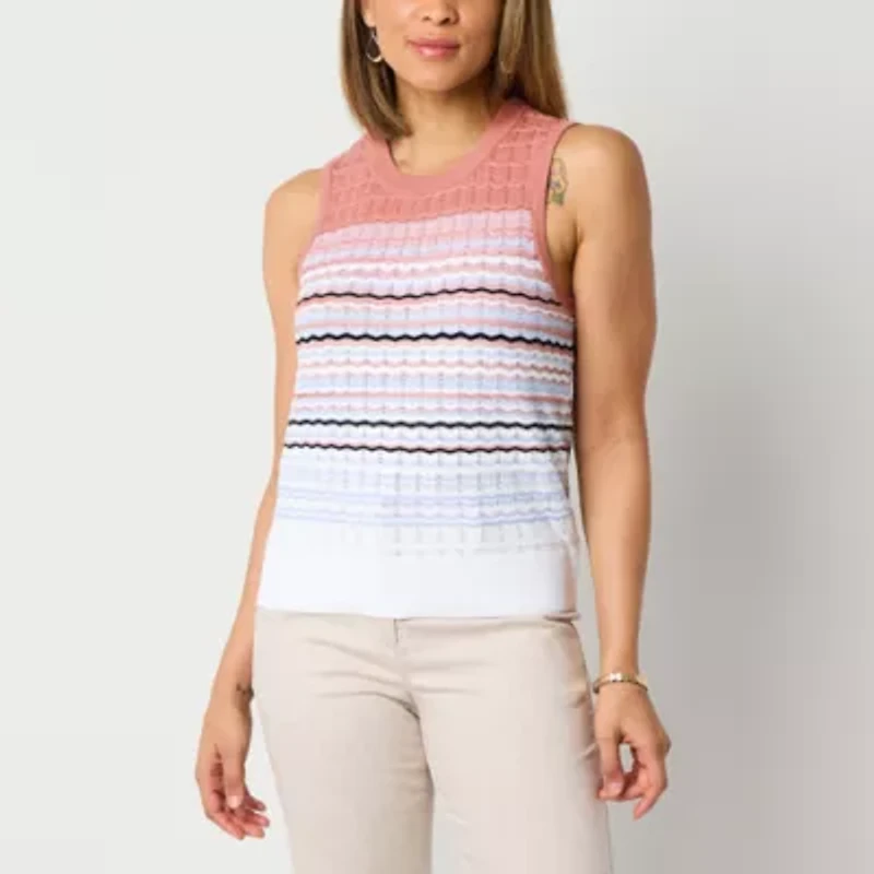 Liz Claiborne Womens Crew Neck Sleeveless Tank Top
