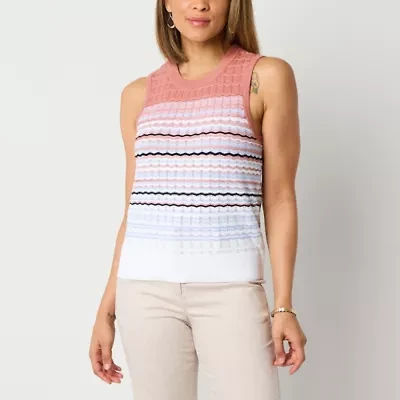 Liz Claiborne Womens Crew Neck Sleeveless Tank Top