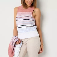 Liz Claiborne Womens Crew Neck Sleeveless Tank Top