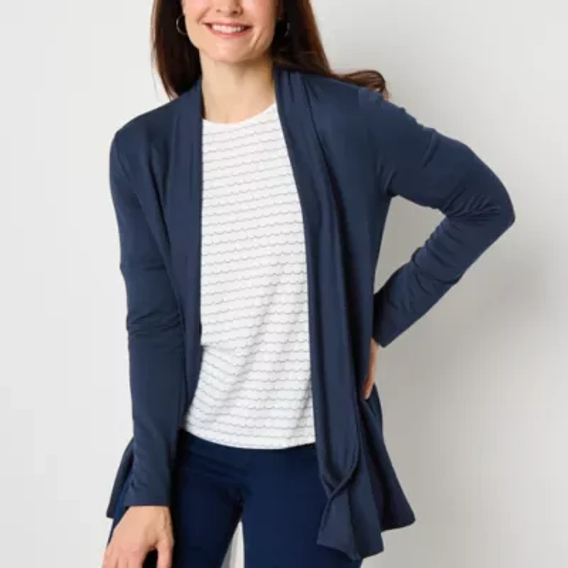 Liz Claiborne Womens Long Sleeve Open Front Cardigan