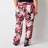 Liz Claiborne Womens Wide Leg Mid Rise Plus Drawstring Pant